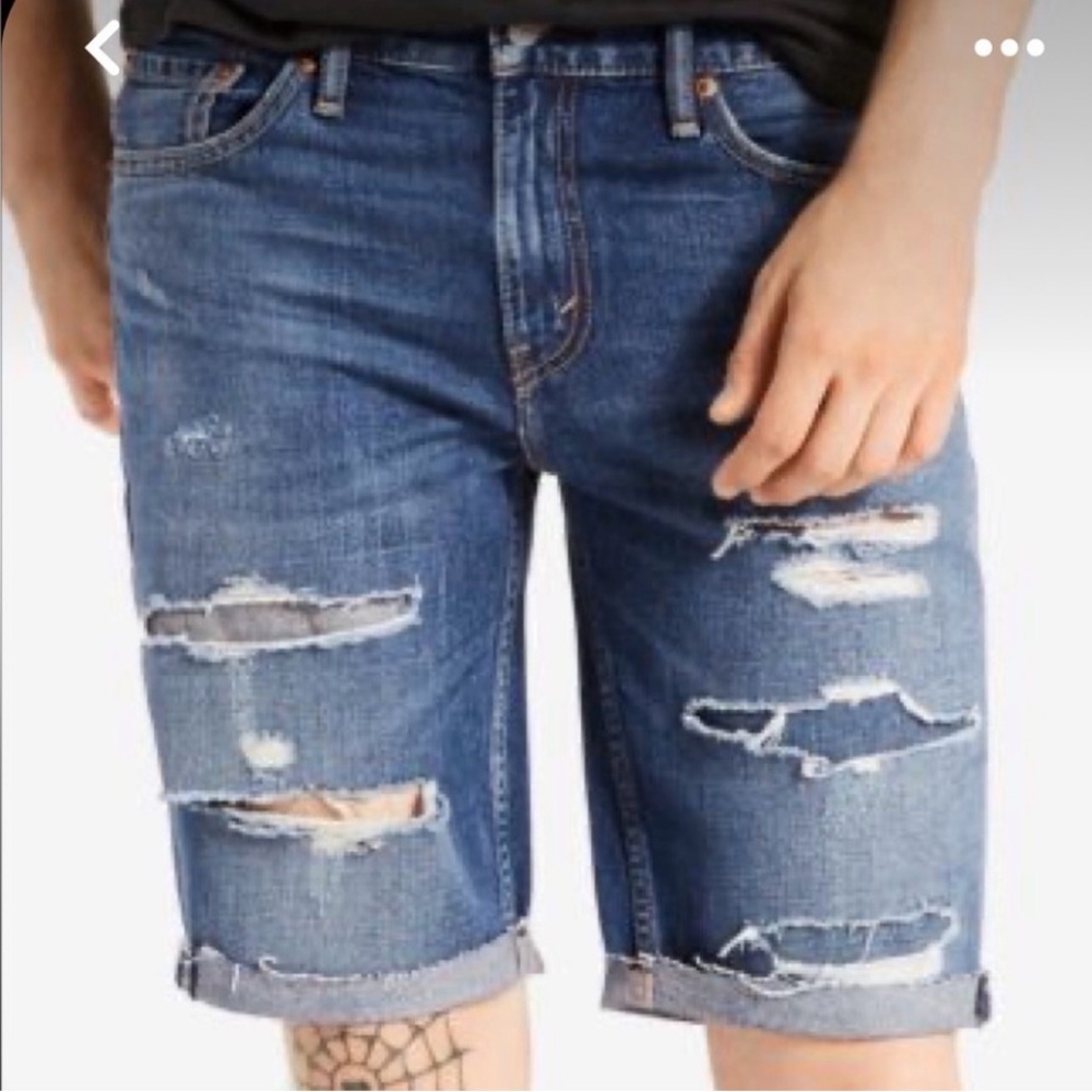 Levi’s 511 Slim Fit Cutoff‎ Ripped Jean Shorts Love Bites Sz. 32